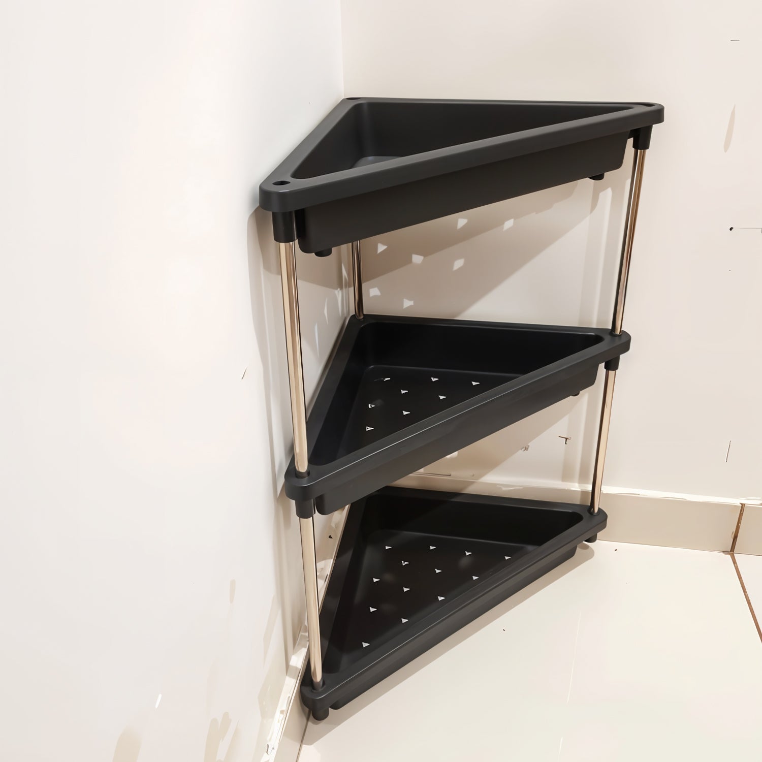3-Layer Multipurpose Plastic Corner Storage Rack 3-Layer Multipurpose Plastic Corner Storage Rack